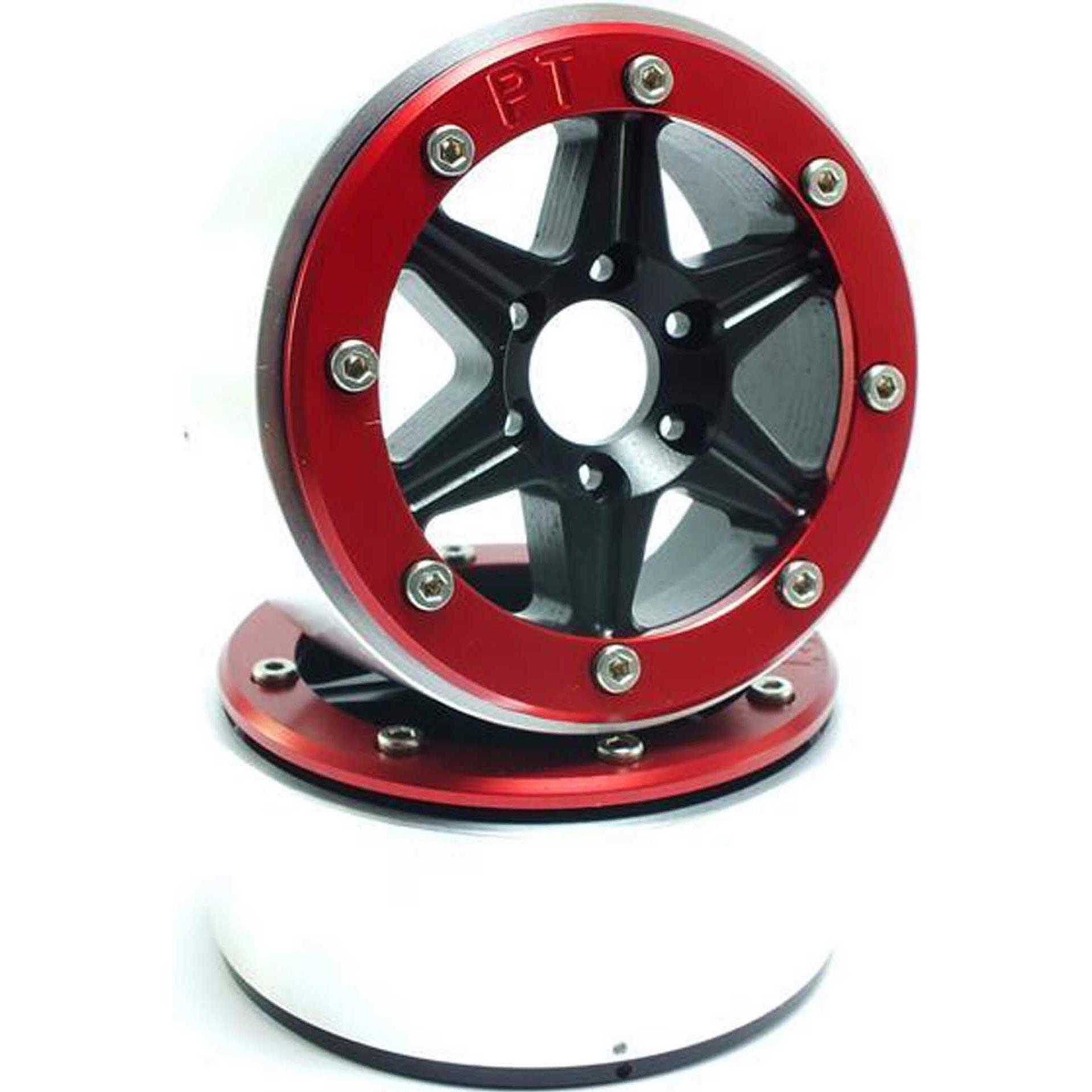 Metsafil cerchi beadlock sixstar nero/rosso 1.9 (2 pezzi) senza mozzo ruota