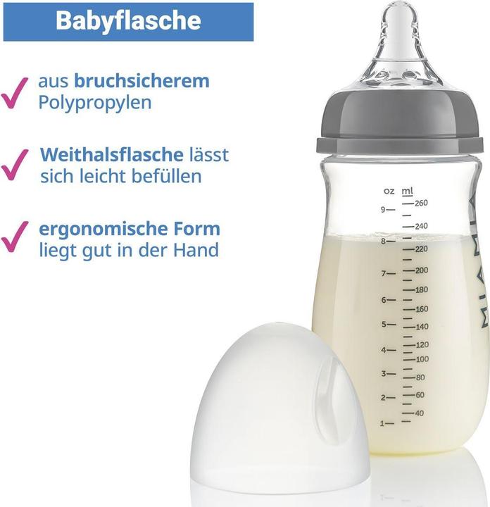 Produktbild MiaMia 7-tlg. PP-Flaschen-Set mit Silikon-Trinksauger (140 ml)