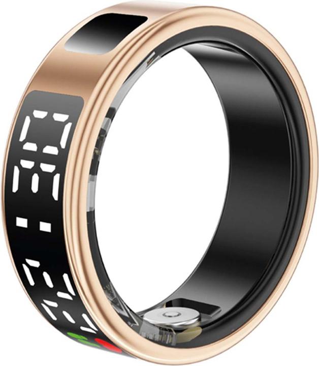 Actual product image Avizar Smart Ring Grösse 8 Saturn LED mit Ladeetui (8, Gold)
