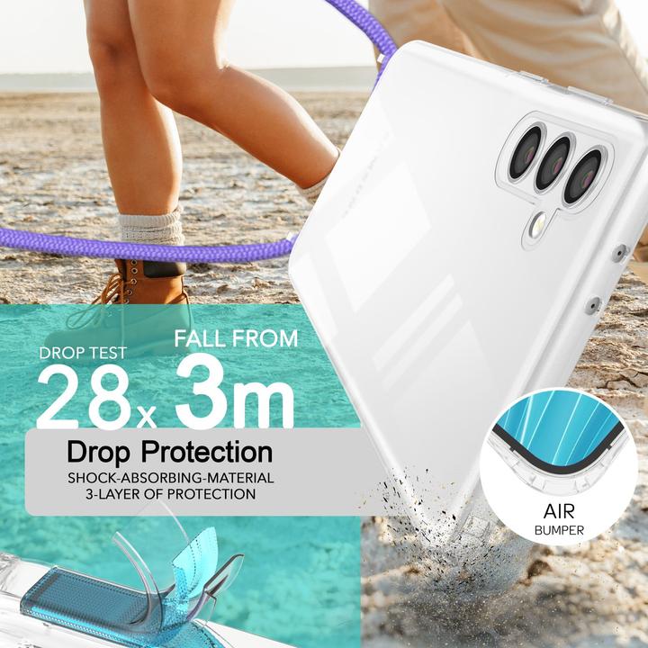Actual product image Nalia Clear hybrid case with chain to hang around the neck