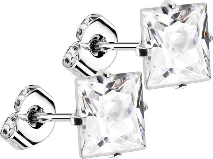 Immagine prodotto Star Piercing Orecchini a perno in argento con cristallo quadrato in argento (senza ottone, Argento 925)