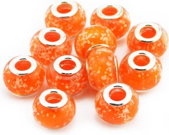 Produktbild Hermex Glas Bead Perle versilbert 925 - Orange (Glas, Silber 925, Metalllegierung)