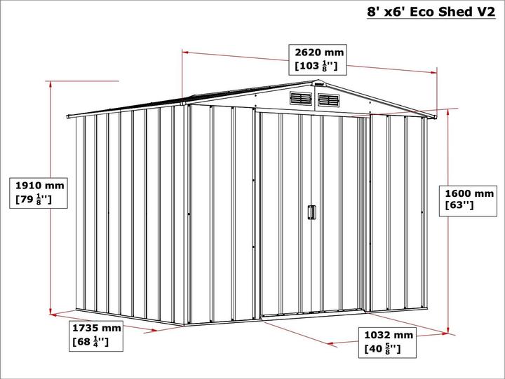 Actual product image Tepro Eco 8x6 shed, anthracite/white