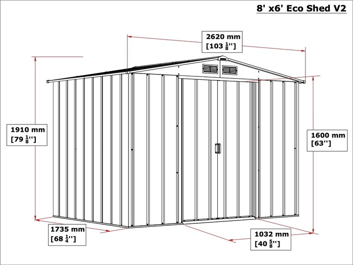 Produktbild Tepro Gerätehaus Eco 8x6, anthrazit/weiss