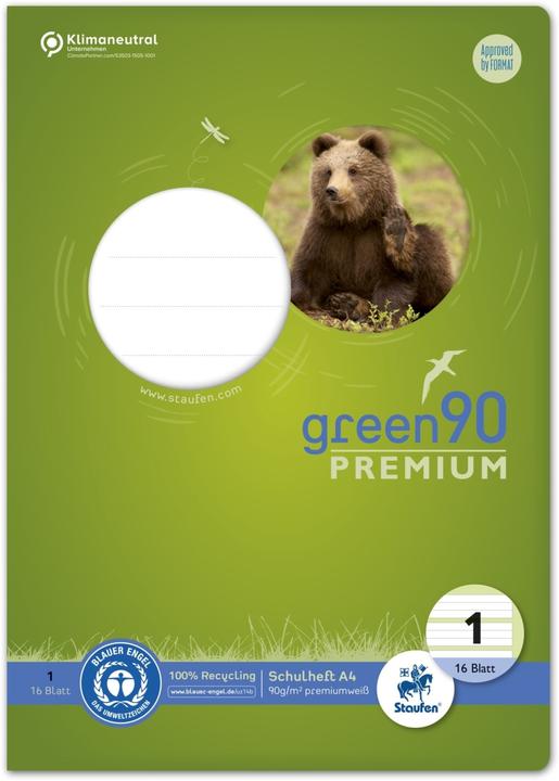Actual product image Staufen Exercise book green ruled 1 lined DIN A4 without margin, 16 sheets (A4, Lined, Hardcover)