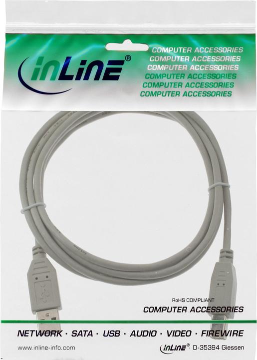 Image du produit Aquatuning Câble USB 2.0, A à B, beige, 2,0m (2 m, USB 2.0)