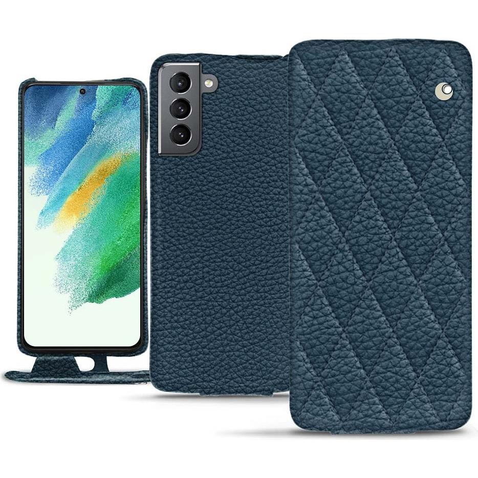 Noreve Lederschutzhülle vertikal (Samsung Galaxy S21 FE), Smartphone Hülle, Blau