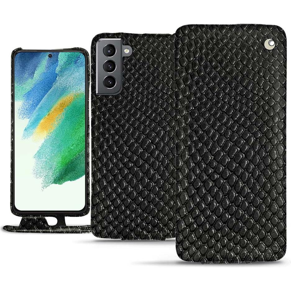 Noreve Lederschutzhülle vertikal (Samsung Galaxy S21 FE), Smartphone Hülle, Schwarz