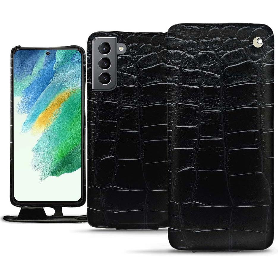 Noreve Lederschutzhülle vertikal (Samsung Galaxy S21 FE), Smartphone Hülle, Schwarz