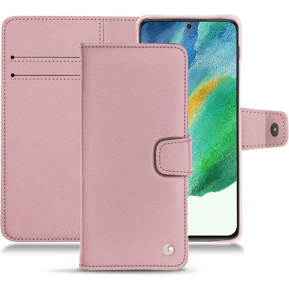 Noreve Lederschutzhülle Wallet (Samsung Galaxy S21 FE), Smartphone Hülle, Rosa