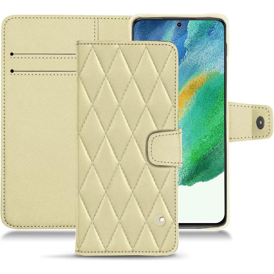 Noreve Lederschutzhülle Wallet (Samsung Galaxy S21 FE), Smartphone Hülle, Beige