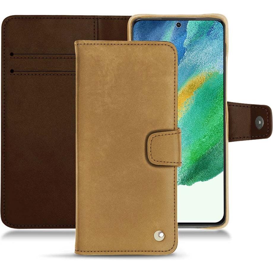 Noreve Lederschutzhülle Wallet (Samsung Galaxy S21 FE), Smartphone Hülle, Braun