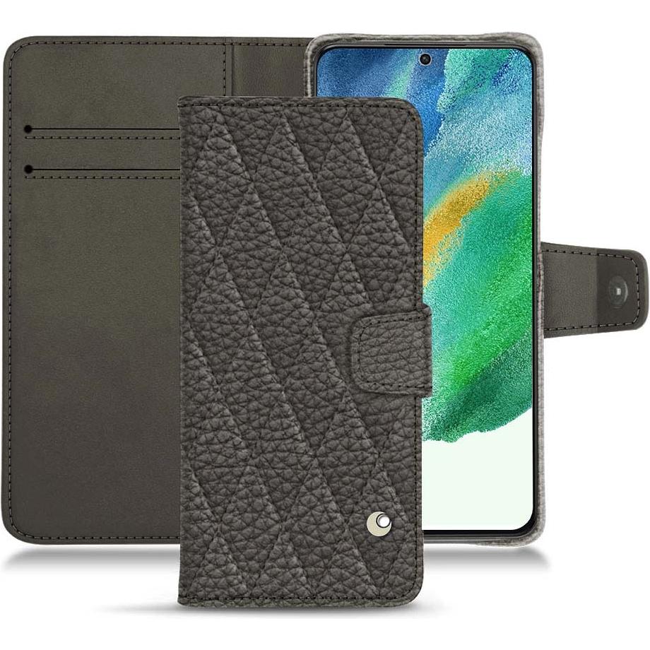 Noreve Lederschutzhülle Wallet (Samsung Galaxy S21 FE), Smartphone Hülle, Grau