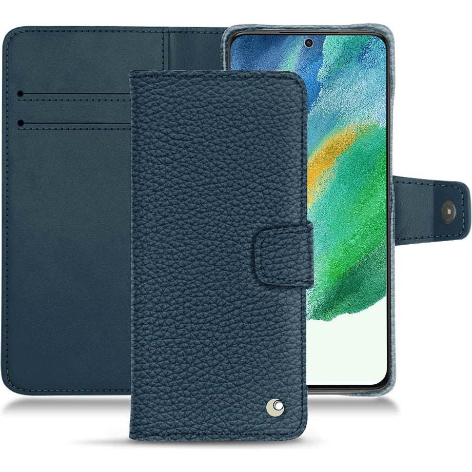 Noreve Lederschutzhülle Wallet (Samsung Galaxy S21 FE), Smartphone Hülle, Blau