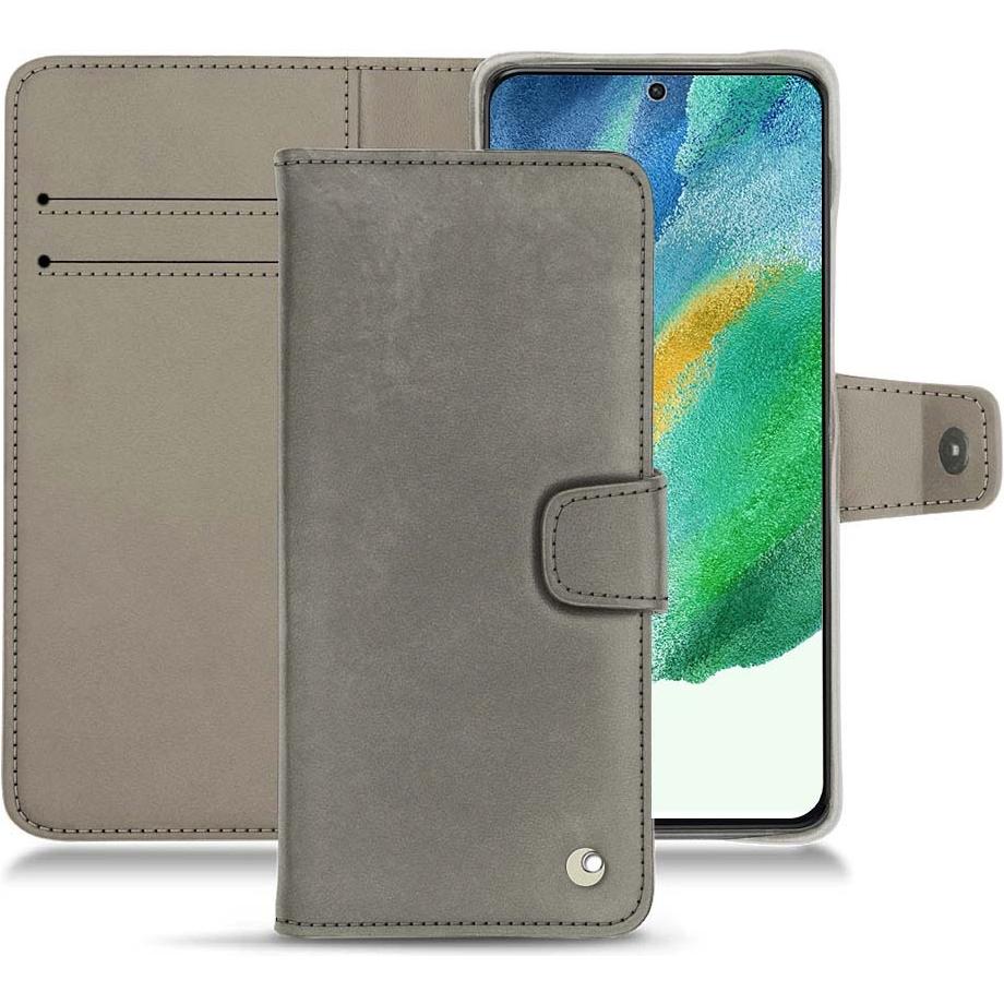 Noreve Lederschutzhülle Wallet (Samsung Galaxy S21 FE), Smartphone Hülle, Grau