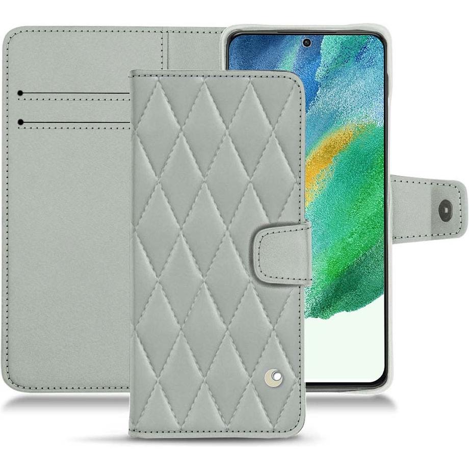 Noreve Lederschutzhülle Wallet (Samsung Galaxy S21 FE), Smartphone Hülle, Grau