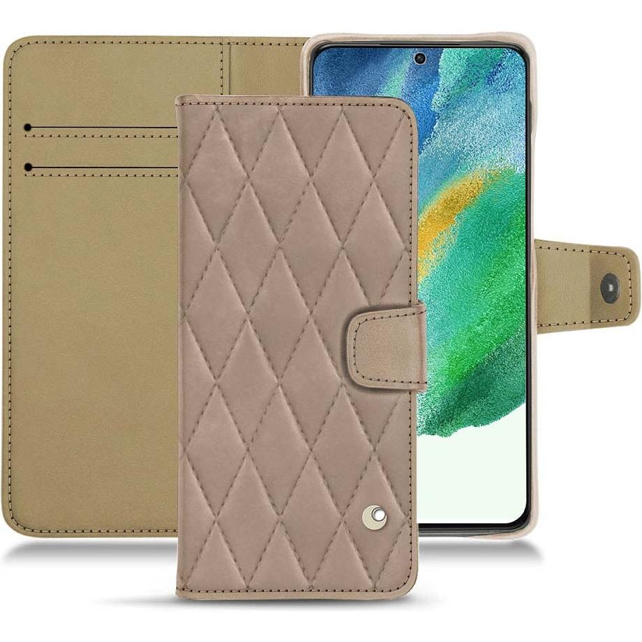 Noreve Lederschutzhülle Wallet (Samsung Galaxy S21 FE), Smartphone Hülle, Beige