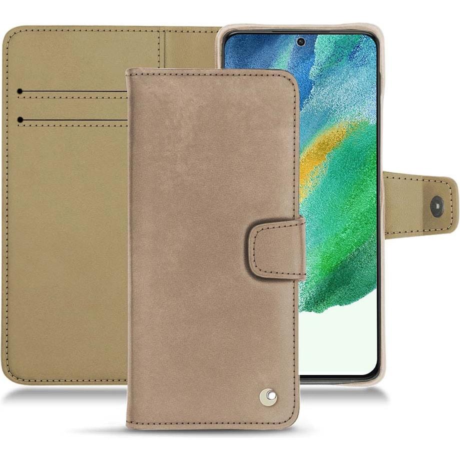 Noreve Lederschutzhülle Wallet (Samsung Galaxy S21 FE), Smartphone Hülle, Beige