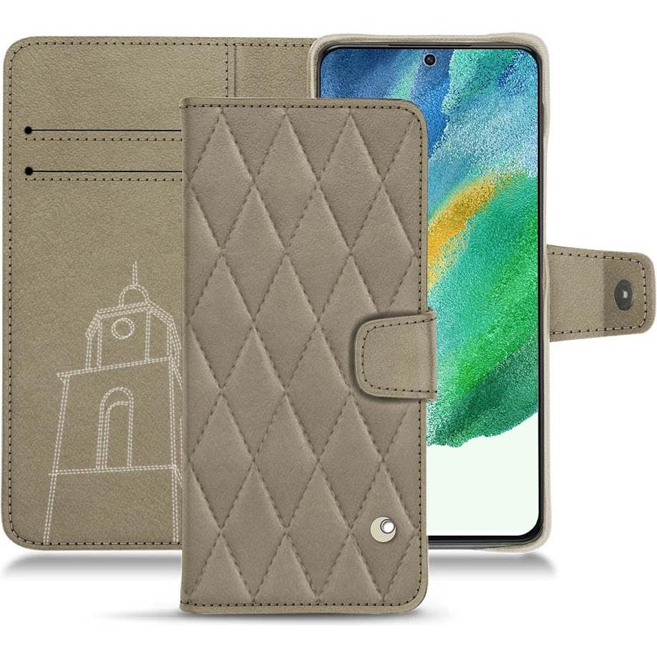 Noreve Lederschutzhülle Wallet (Samsung Galaxy S21 FE), Smartphone Hülle, Beige