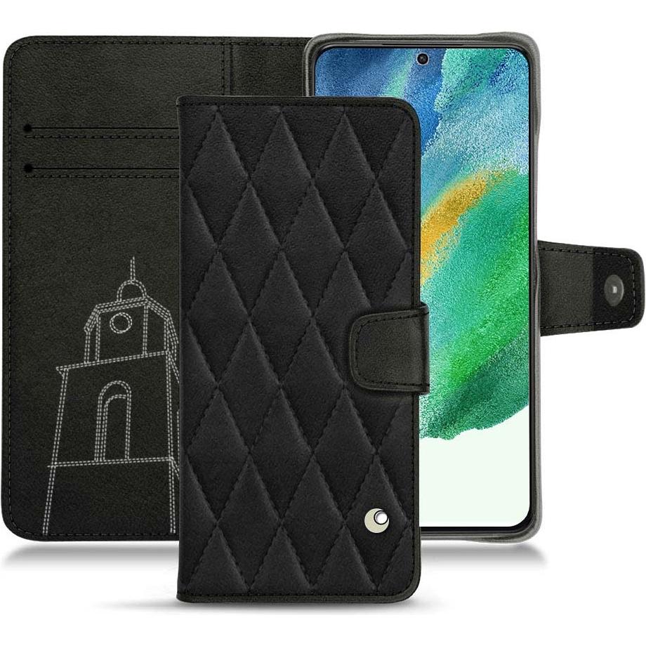 Noreve Lederschutzhülle Wallet (Samsung Galaxy S21 FE), Smartphone Hülle, Schwarz