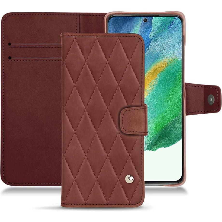 Noreve Lederschutzhülle Wallet (Samsung Galaxy S21 FE), Smartphone Hülle, Rot