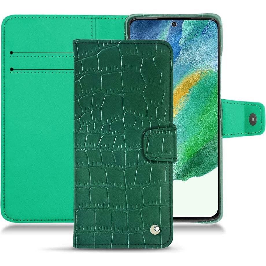 Noreve Lederschutzhülle Wallet (Samsung Galaxy S21 FE), Smartphone Hülle, Grün