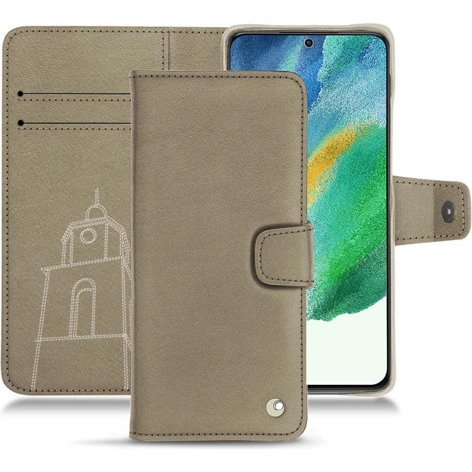 Noreve Lederschutzhülle Wallet (Samsung Galaxy S21 FE), Smartphone Hülle, Beige