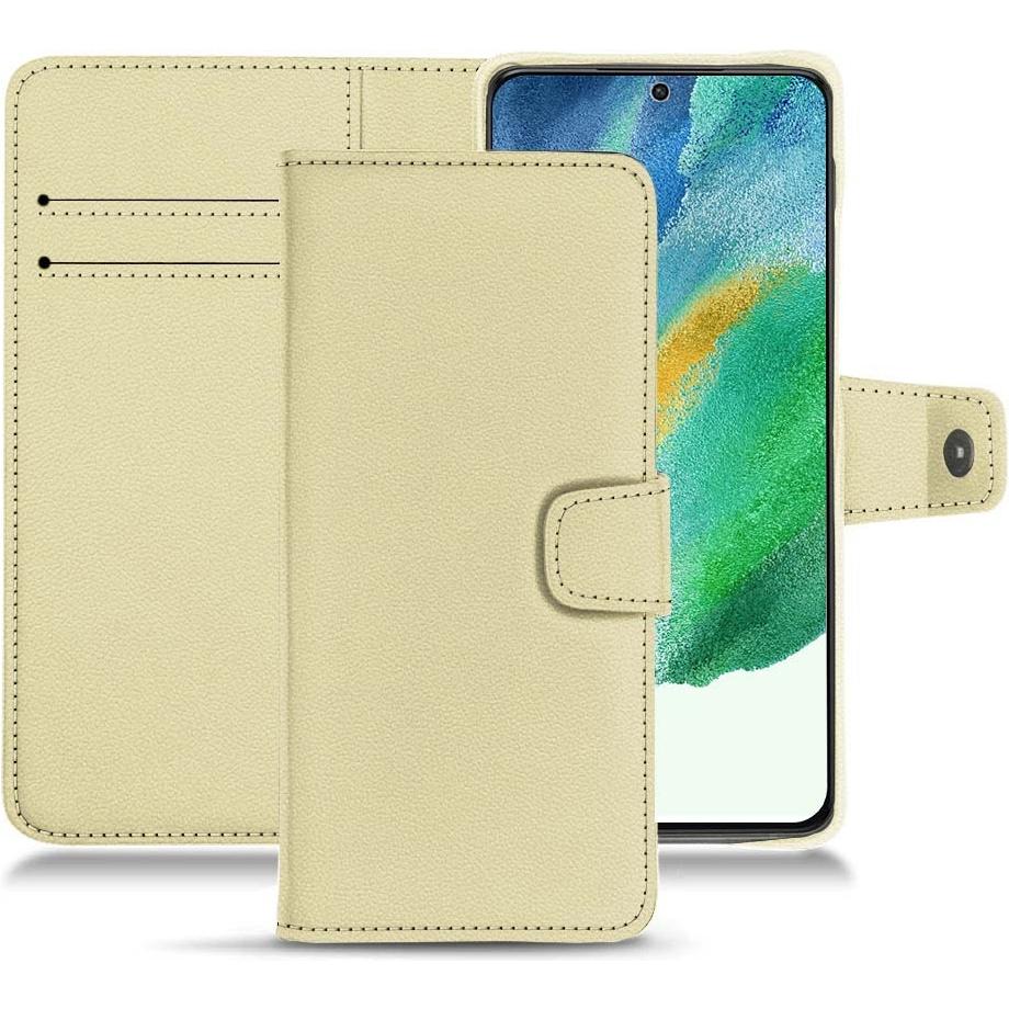 Noreve Lederschutzhülle Wallet (Samsung Galaxy S21 FE), Smartphone Hülle, Beige