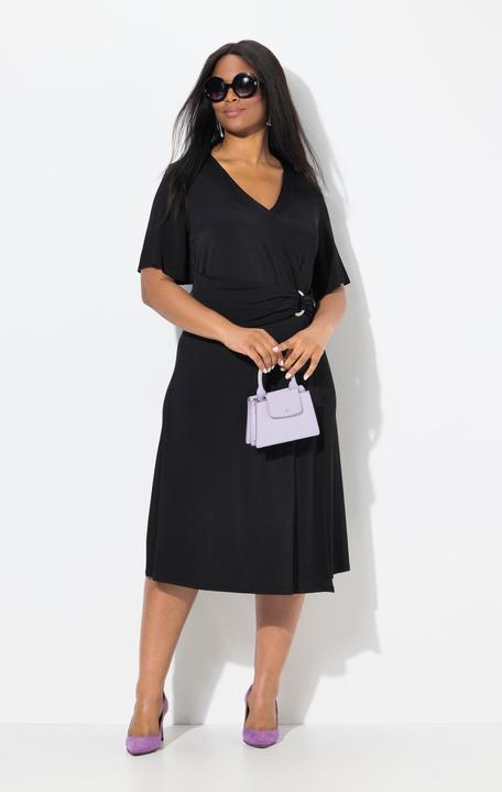 Actual product image Ulla Popken Wrap Look Short Sleeve Slinky Dress (50, 52)