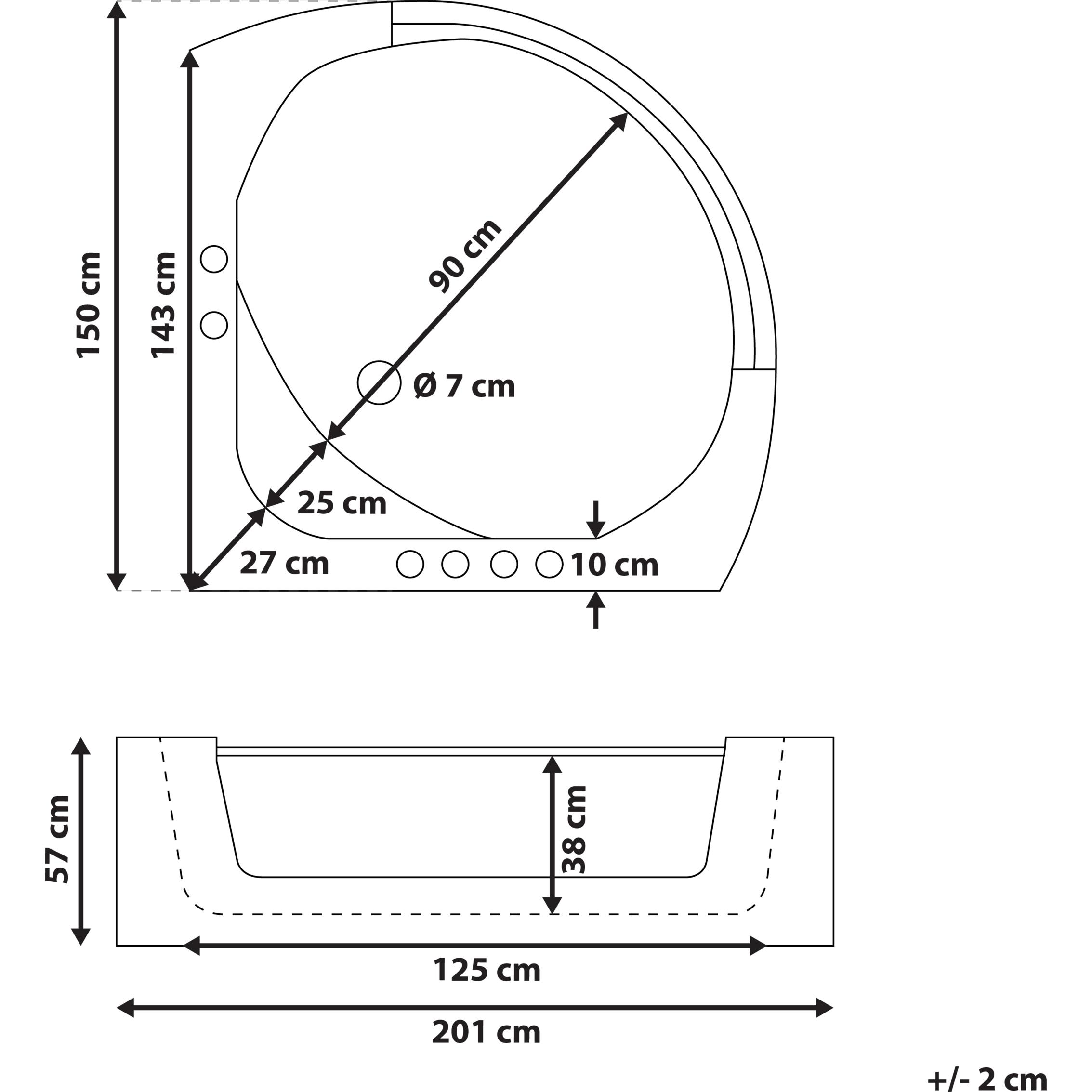 Thumbnail - Beliani, Badewanne, Mangle (350 l, 150 cm)