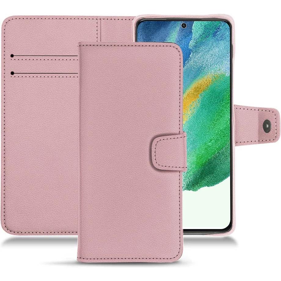 Noreve Lederschutzhülle Wallet (Samsung Galaxy S21 FE), Smartphone Hülle, Rosa