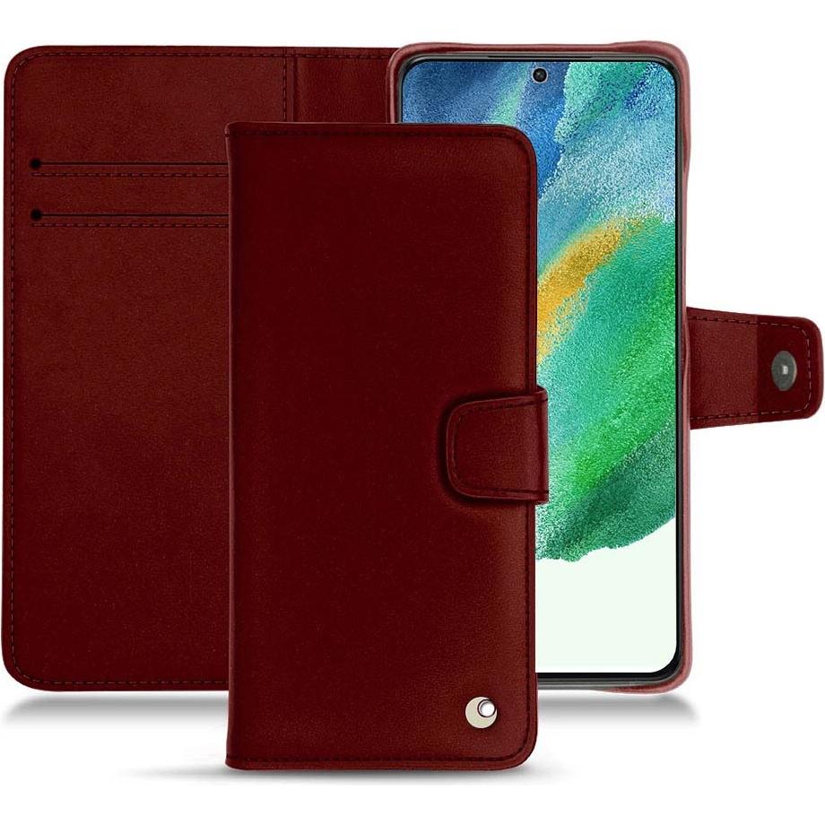 Noreve Lederschutzhülle Wallet (Samsung Galaxy S21 FE), Smartphone Hülle, Rot