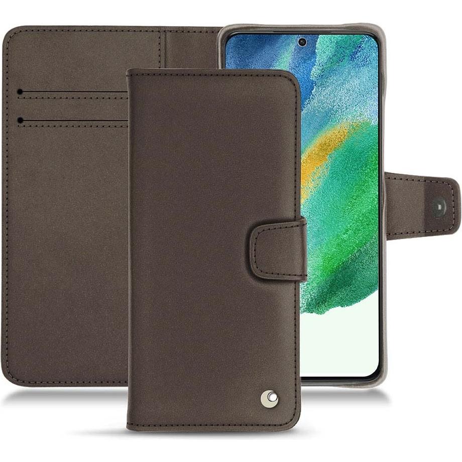 Noreve Lederschutzhülle Wallet (Samsung Galaxy S21 FE), Smartphone Hülle, Grau