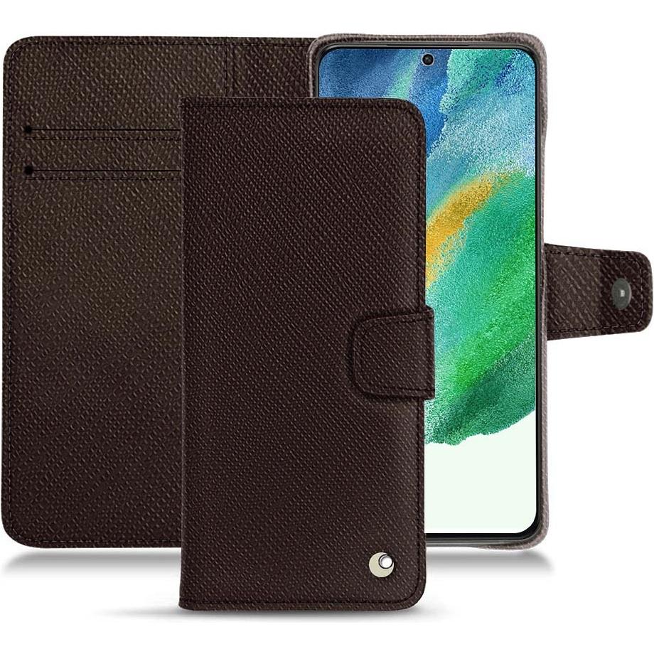Noreve Lederschutzhülle Wallet (Samsung Galaxy S21 FE), Smartphone Hülle, Braun