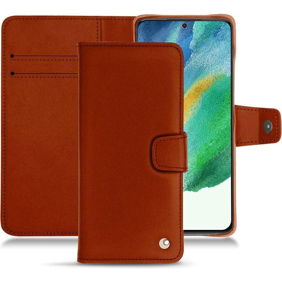 Noreve Lederschutzhülle Wallet (Samsung Galaxy S21 FE), Smartphone Hülle, Orange