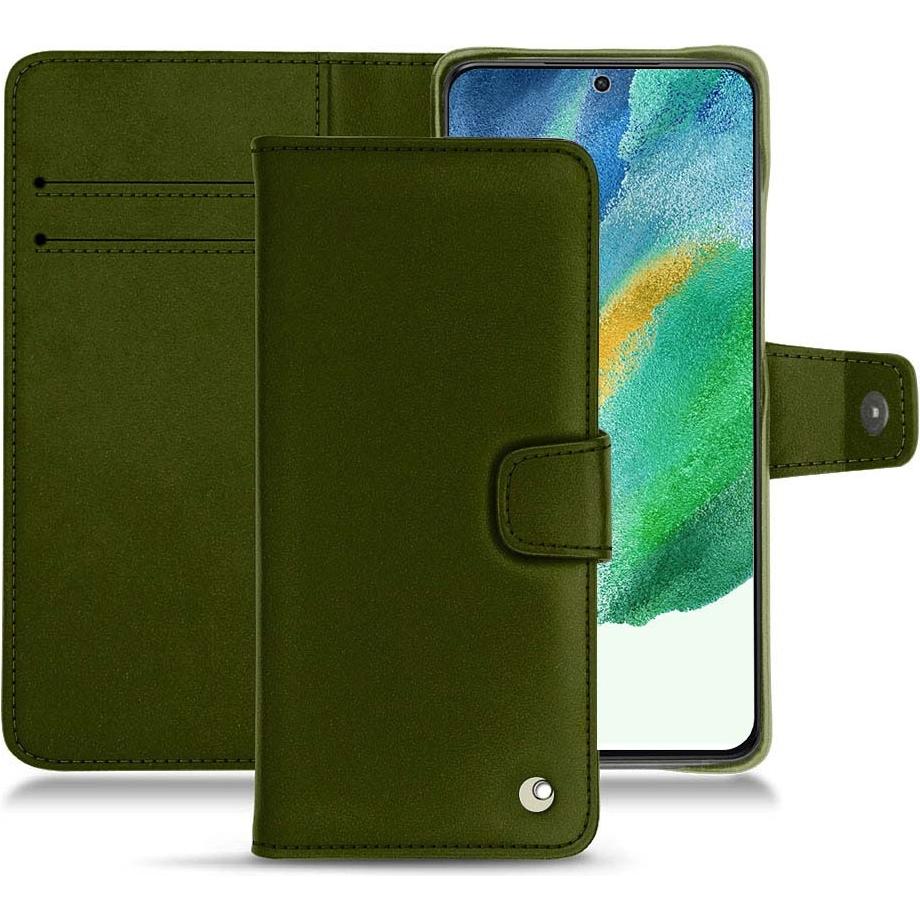 Noreve Lederschutzhülle Wallet (Samsung Galaxy S21 FE), Smartphone Hülle, Grün
