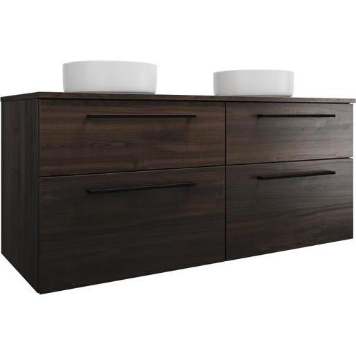 burgbad, Badmöbelset, Eqio Keramik-Aufsatzwaschtische links und rechts, rund, inklusive Waschtischunterschrank, Br