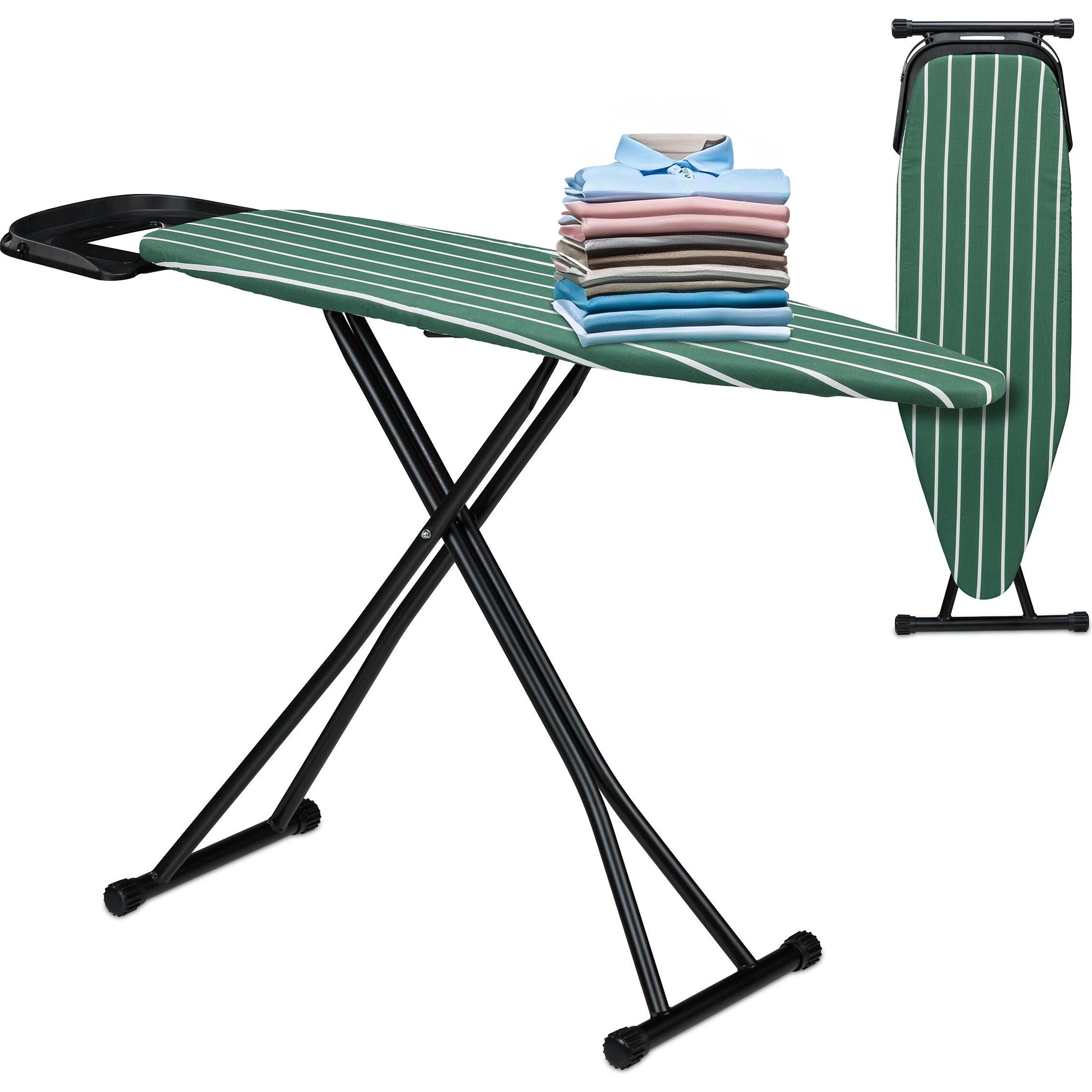 Relaxdays Bügelbrett 121 x 39 cm, Asse da stiro, Verde, Bianco, Nero
