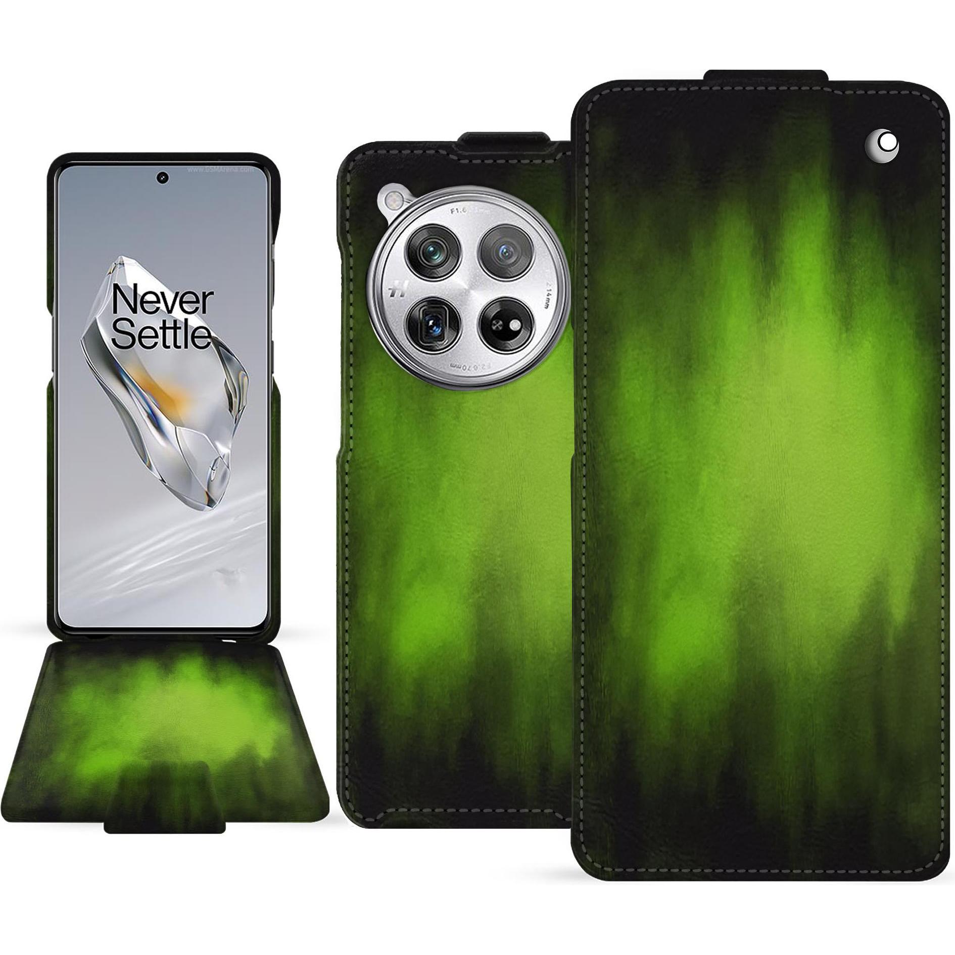 Thumbnail - Noreve Lederschutzhülle vertikal (OnePlus 12), Smartphone Hülle, Grün