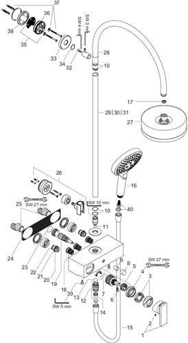 Actual product image hansgrohe Showerpipe AXOR CITTERIO DN 15 m EHM u 1jet head br bru bl chrome