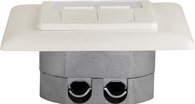 Produktbild LogiLink Cat.6A Netzwerkdose UP 2 x RJ45 geschirmt, reinweiss, senkrechte Kabelzuführung
