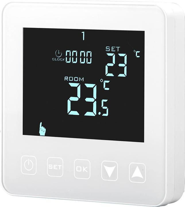 Actual product image Casativo Wall thermostat for underfloor heating, touch buttons, LCD display, programmable, set of 4