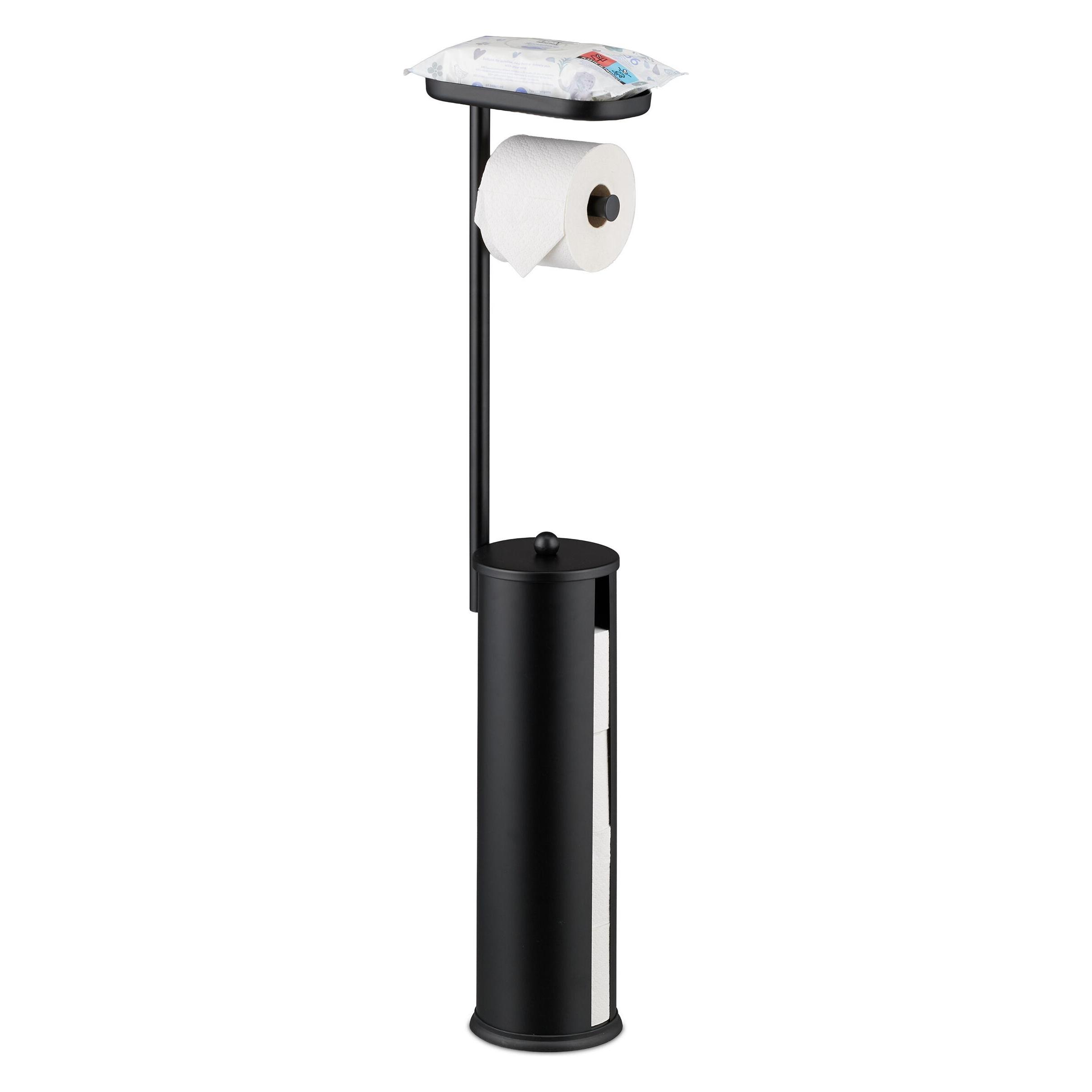 Relaxdays, Toiletpapierhouder, Wc Rollenhalter Metall Mit Ablage