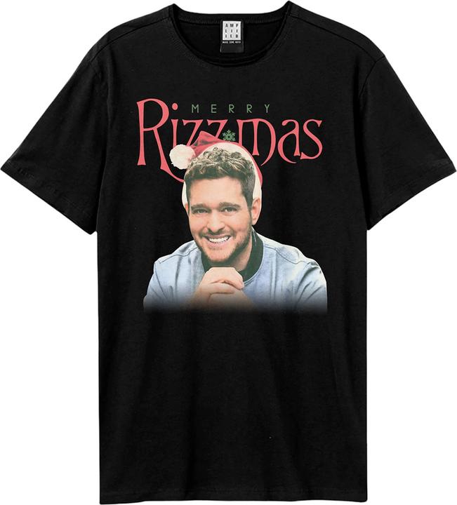 Actual product image Amplified Unisex Adult Merry Rizzmas Michael Bublé T-Shirt (XS)