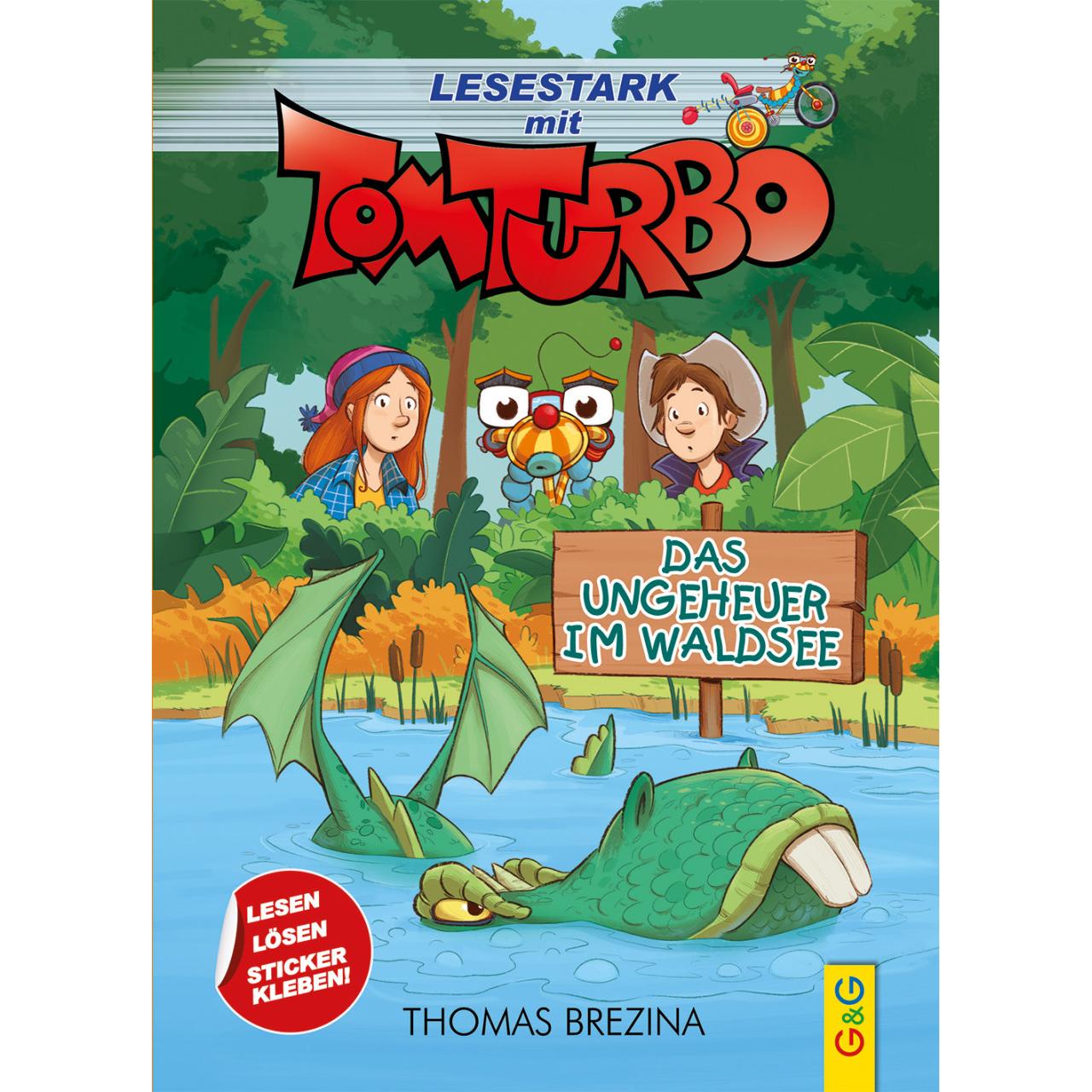 Thumbnail - Tom Turbo - Lesestark - Das Ungeheuer im Waldsee, Kinderbücher von Thomas Brezina, Gerardo Daniel Baró, Pablo Tambuscio