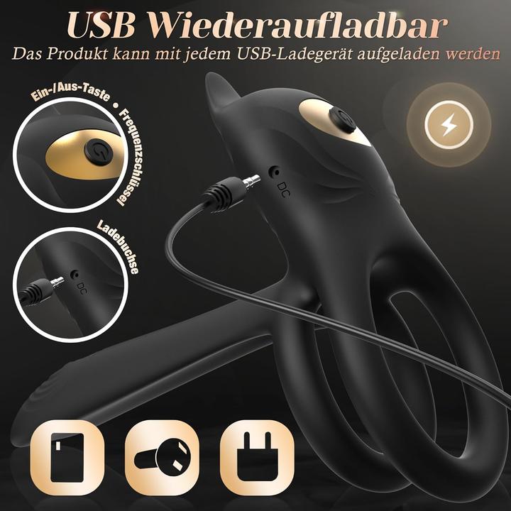 Cacuola Vibrierender Penisring mit 10 Modi für Paare