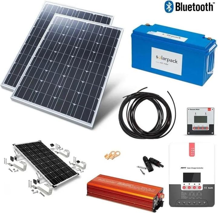Immagine prodotto Autosolar Pacchetto completo sistema solare 670W con batteria al litio 200Ah e inverter 2000W per casetta da (650 W)