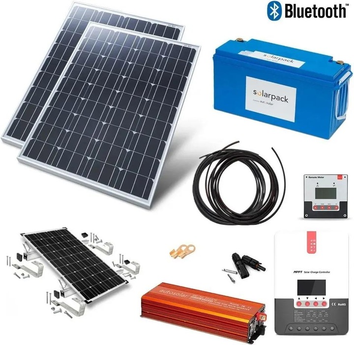 Produktbild Autosolar Solaranlage Komplettpaket 670W mit Lithiumbatterie 200Ah und 2000W-Wechselrichter für Gartenhaus (650 W)