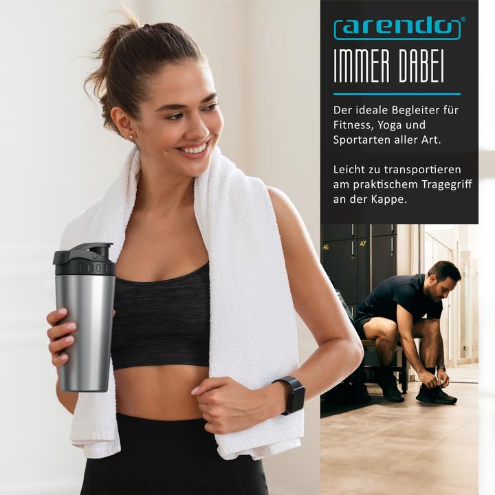 Produktbild Arendo Protein Shaker Edelstahl Eiweissshaker 750 ml, verschliessbar, spülmaschinengeeignet, BPA-frei (0.75 l)