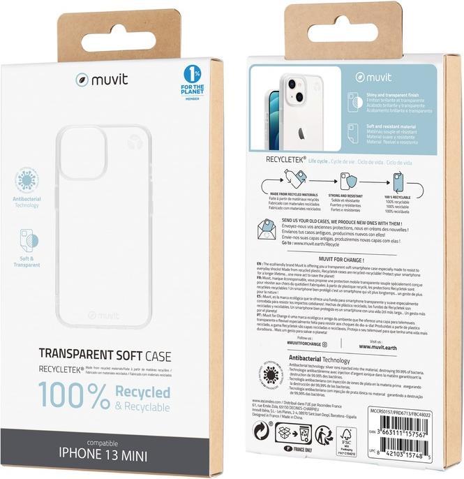 Image du produit Muvit Pour Changer Recycletek Souple Transparent Iphone 13 Mini (Apple iPhone 13 mini)